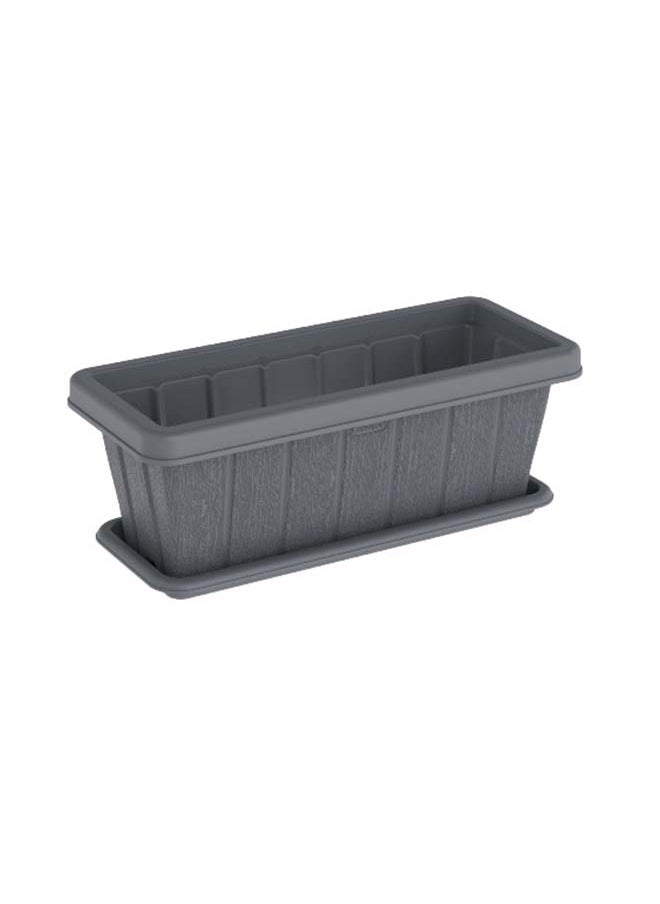 Cosmoplast 18" Cedargrain Rectangular Planter with Tray (Grey)  - Image 1