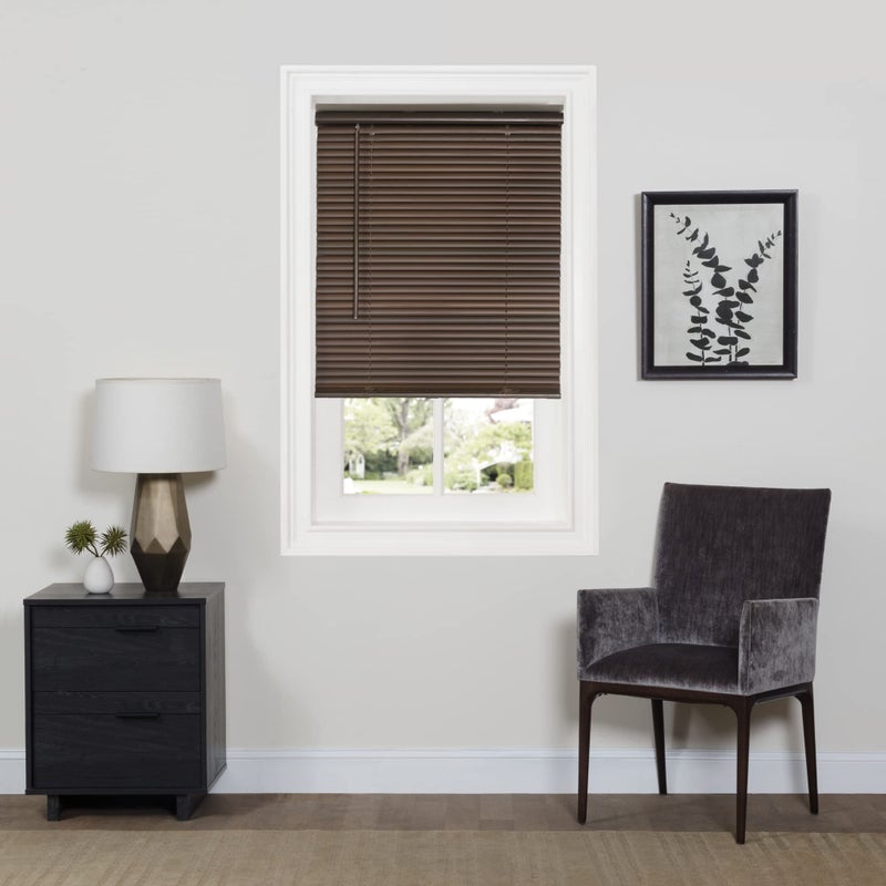 Achim Home Furnishings Cordless Room Darkening Mini Blind  30 Inch Width 64 Inch Length 1 Slat Size  Mahogany  Cordless GII Deluxe Sundown Horizontal Windows Blinds for Interior by Achim Home Decor 
