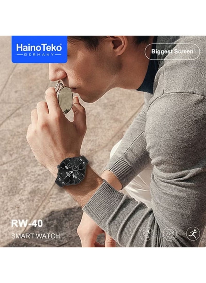 Haino Teko RW40 Smart Watch for Men & Boys | 53MM Full Screen Round Display, Wireless Charging, Heart Rate Monitor, Sleep Tracking, Fitness Tracker, Stylish Design in Black | Ideal for Daily Use - Image 2