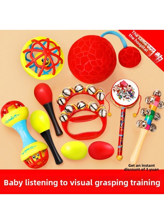 Baby Toys 0-1 Year Old 3 To 6 Months Old Children's Educational Early Education Baby Newborn Baby Hand Rattles Sand Hammer-Color:Black And White Ball + Red Ball (0-12 Months) Send A Box Of Black And White Cards + Sand Hammer * 2 Sand Egg * 2 + Play Instructions - Image 2