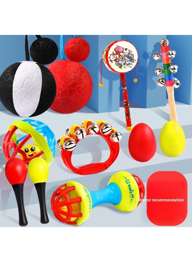 Baby Toys 0-1 Year Old 3 To 6 Months Old Children's Educational Early Education Baby Newborn Baby Hand Rattles Sand Hammer-Color:Black And White Ball + Red Ball (0-12 Months) Send A Box Of Black And White Cards + Sand Hammer * 2 Sand Egg * 2 + Play Instructions - Image 4