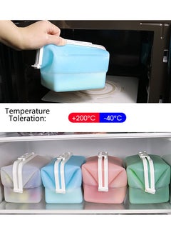 KASTWAVE Reusable Silicone Bags - Leakproof & Airtight Microwave & Dishwasher Safe Freezer Stand up Silicone Reusable Food Bags Silicone Storage Bags  Freezer, Oven, Microwave, Dishwasher Safe(1.5L) (BLUE)  - Image 4