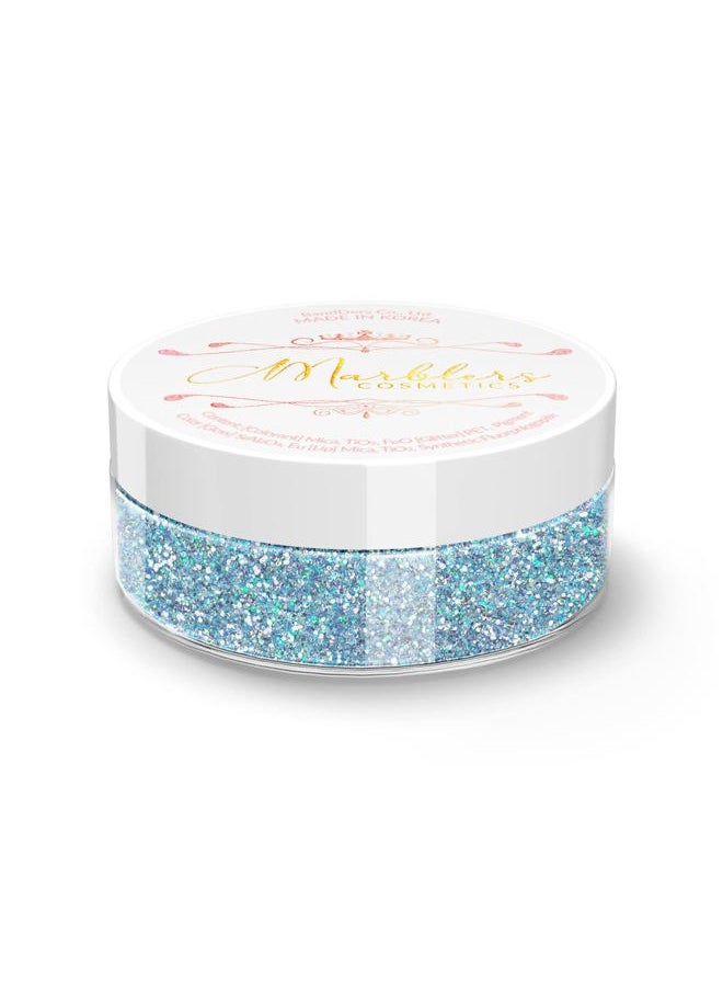 MARBLERS Holographic Face & Body Glitter [Unicorn Blue] 0.18oz (5g) | Fine | Non-Toxic | Vegan | Cruelty-Free | Festival, Rave & Party Makeup | Eye, Hair, Nail Polish, Eyeshadow | Nail Art | Gel Nail  - Image 1