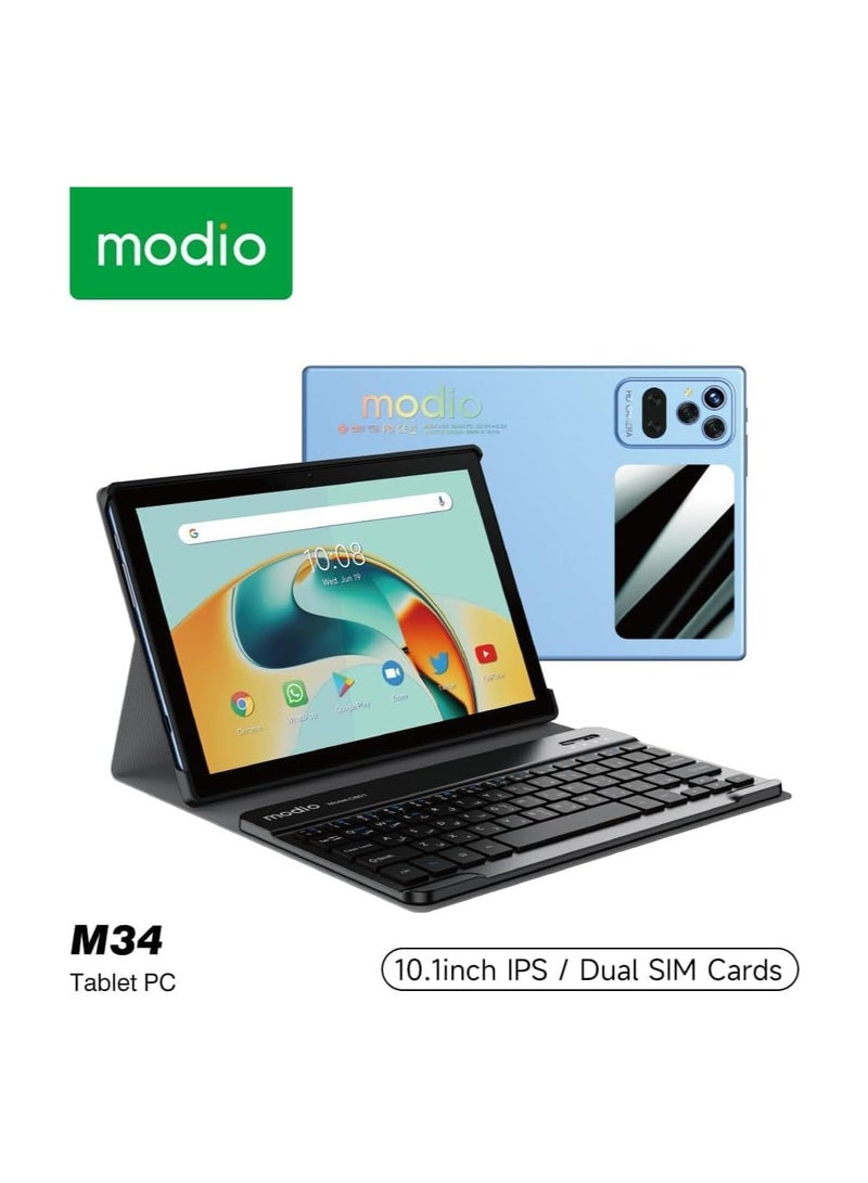 موديو جهاز لوحي موديو M34 بشاشة عالية الدقة مقاس 10.1 بوصة، وذاكرة وصول عشوائي (RAM) سعة 8 جيجابايت، وذاكرة تخزين داخلية سعة 512 جيجابايت، ونظام أندرويد، وشريحتي اتصال، ولوحة مفاتيح، وبطارية 6000 مللي أمبير/ساعة - ذهبي - Image 3