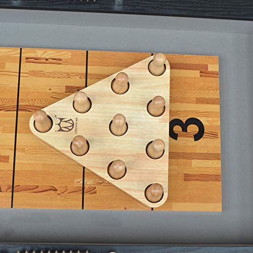 CROWN ME Shuffleboard Bowling Pin Set with 10 Pcs Premium Hardwood Bowling Pins Triangular Pinsetter Resin Bowling Ball and Carrying Bag, Fun for Shuffleboard - Image 4