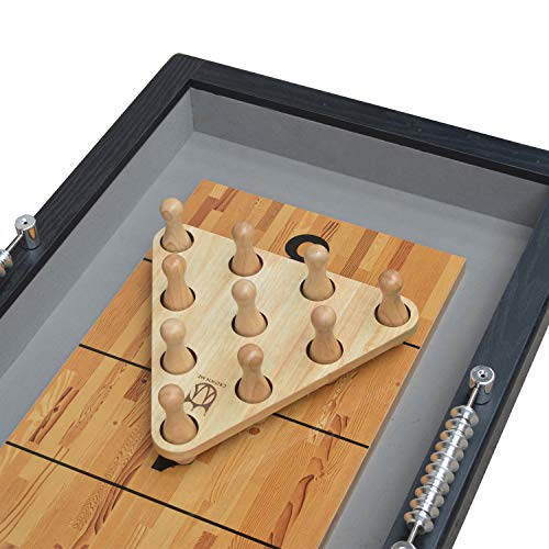 CROWN ME Shuffleboard Bowling Pin Set with 10 Pcs Premium Hardwood Bowling Pins Triangular Pinsetter Resin Bowling Ball and Carrying Bag, Fun for Shuffleboard - Image 3