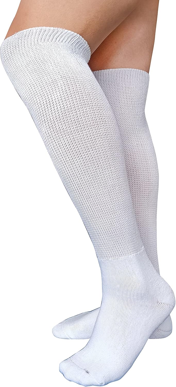 VEIGIKE Diabetic Edema Socks Extra Wide Lymphedema Socks Walking boot sock Bariatric Cast Sock for Men Women 2 Pairswhite One Size - Image 3