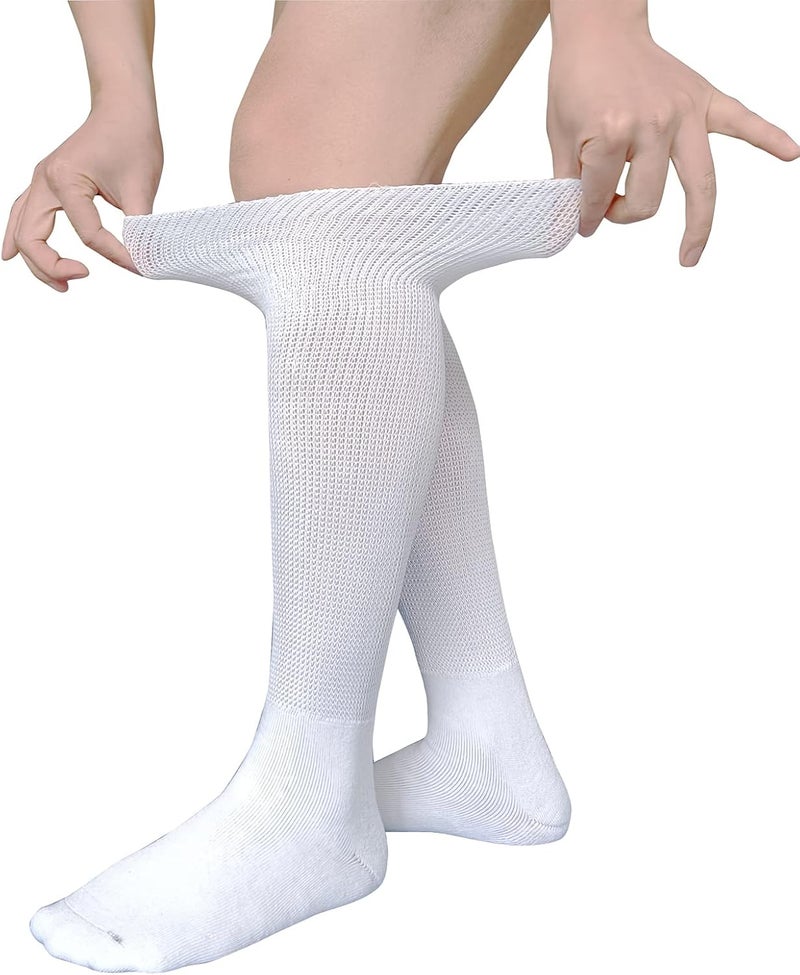 VEIGIKE Diabetic Edema Socks Extra Wide Lymphedema Socks Walking boot sock Bariatric Cast Sock for Men Women 2 Pairswhite One Size - Image 4