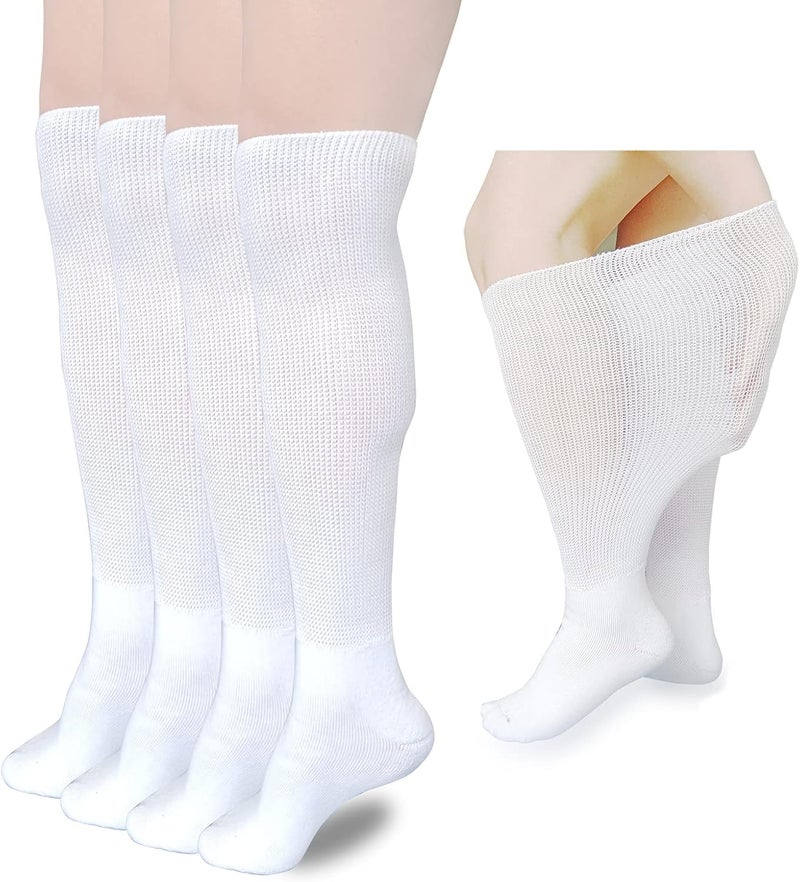 VEIGIKE Diabetic Edema Socks Extra Wide Lymphedema Socks Walking boot sock Bariatric Cast Sock for Men Women 2 Pairswhite One Size - Image 1