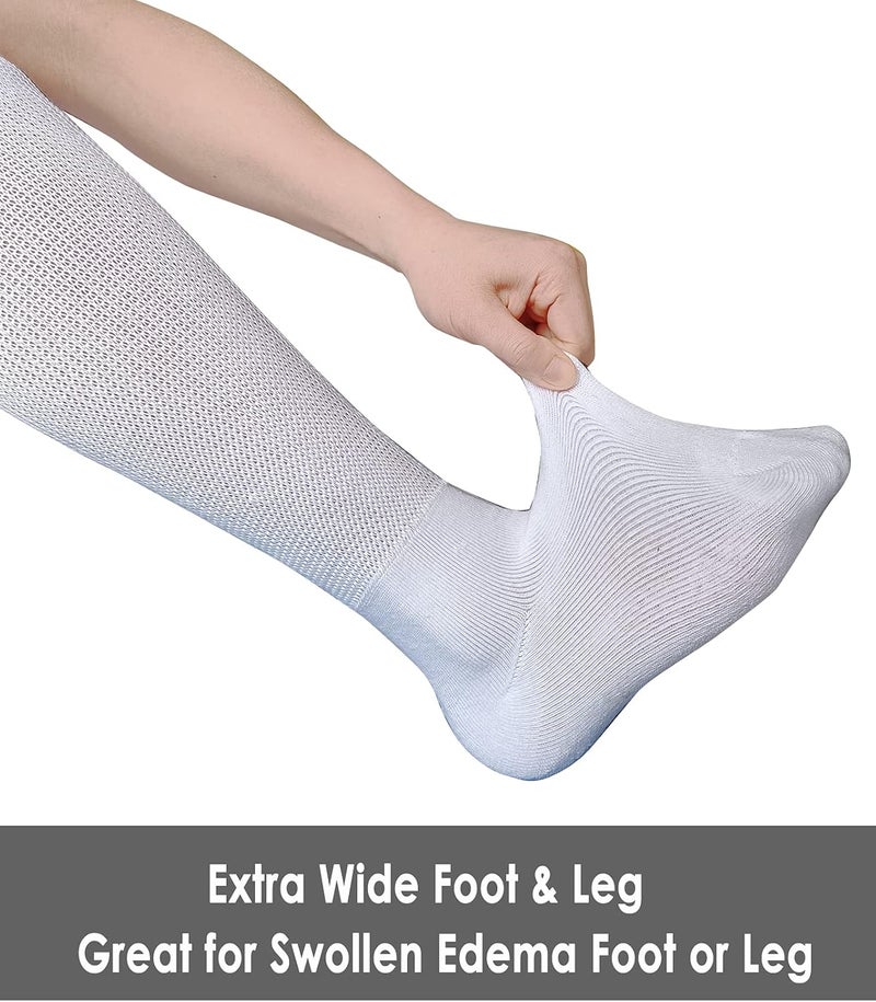 VEIGIKE Diabetic Edema Socks Extra Wide Lymphedema Socks Walking boot sock Bariatric Cast Sock for Men Women 2 Pairswhite One Size - Image 5