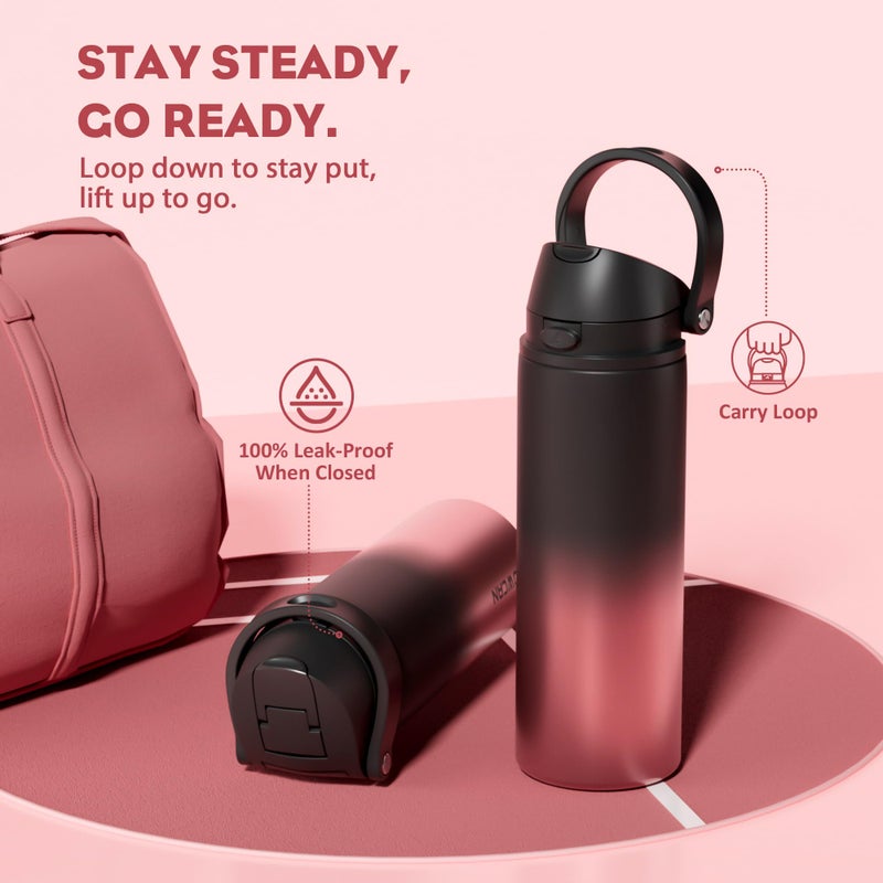 POWCAN 24 oz Stainless Steel Water Bottle: 2-in-1 Push-Button Spout & Quick-Flip Straw, Leakproof, Keep Cold 24Hrs, Fits Car Cup Holder, Insulated Water Bottle for Sports, Travel, School, Gift (Queen) - Image 4