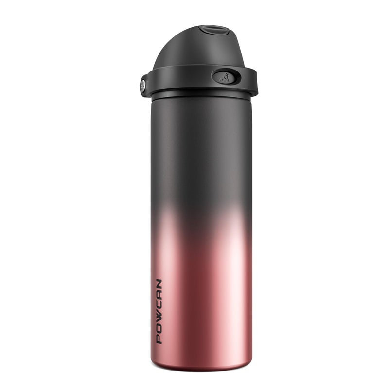 POWCAN 24 oz Stainless Steel Water Bottle: 2-in-1 Push-Button Spout & Quick-Flip Straw, Leakproof, Keep Cold 24Hrs, Fits Car Cup Holder, Insulated Water Bottle for Sports, Travel, School, Gift (Queen) - Image 1