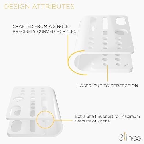 3 Lines Acrylic Tiny Twist Pen and Pencil Stationary Storage | Phone Stand | Mini Desk Organizer | Individual compartment for all the stationary | Home and Office Accessories | Pure White - Image 5