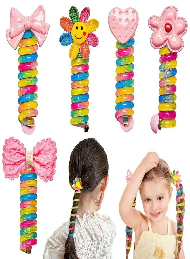 Elina Wire Hair Bands for Girls Kids Braided Spiral Hair Ties Cute Cartoon Ponytail Maker Spring Rubber Elastic Braids Accessories (Pack of 2) - Image 1