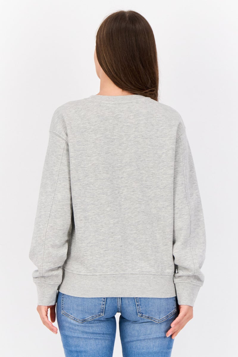 ESPRIT Women Crew Neck Embroidered Long Sleeves Sweatshirt, Grey - Image 2