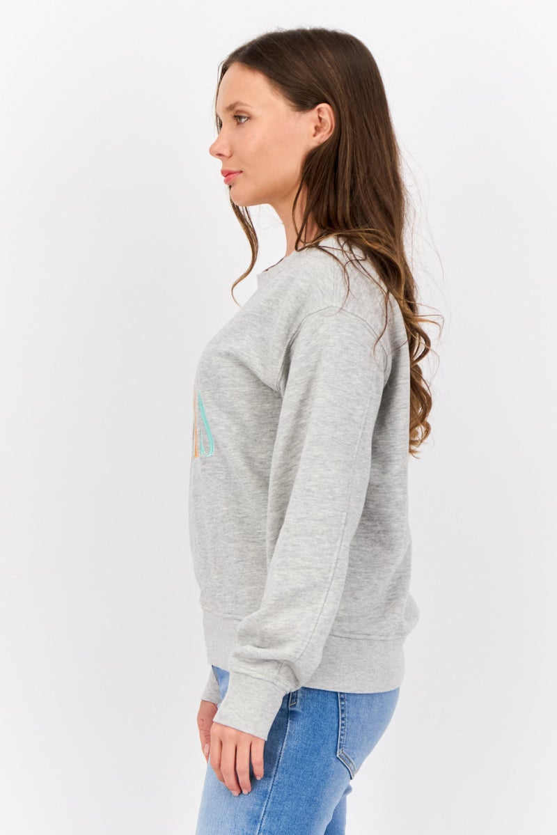 ESPRIT Women Crew Neck Embroidered Long Sleeves Sweatshirt, Grey - Image 4