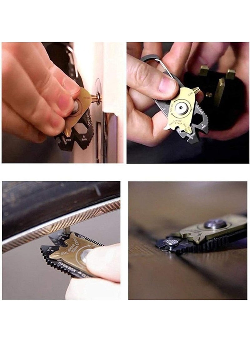 أدوات  متعددة الاستخدامات 20 في 1: حلقة تعليق، فتاحة زجاجات/علب/مسطرة/مفتاح ربط/مفك براغي/ملحق صيد/منظف أظافر/أداة سحب درج الأظافر، للاستخدام الخارجي/المنزلي، محمولة وقابلة للطي، سلسلة مفاتيح جيب - Image 5