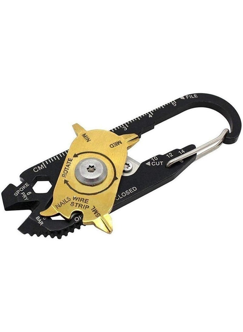 أدوات  متعددة الاستخدامات 20 في 1: حلقة تعليق، فتاحة زجاجات/علب/مسطرة/مفتاح ربط/مفك براغي/ملحق صيد/منظف أظافر/أداة سحب درج الأظافر، للاستخدام الخارجي/المنزلي، محمولة وقابلة للطي، سلسلة مفاتيح جيب - Image 4