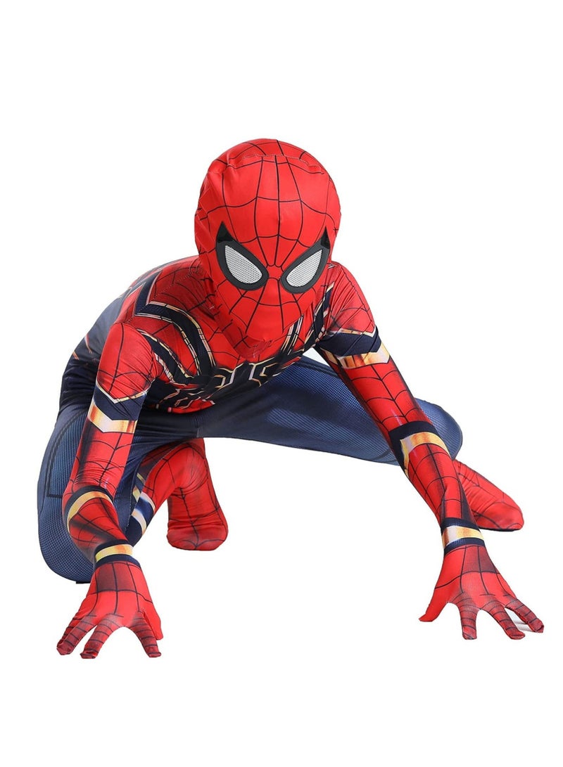 Spider-Man Costume Cosplay Set 3D Style Superhero Cosplay Full Body Bodysuit Spandex Jumpsuit Kids Spider-Man Dress Up (Children's Size: 110-120cm) - Image 1