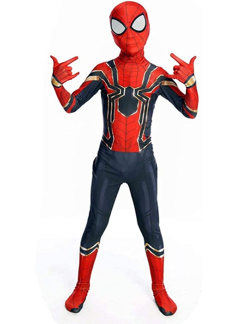 Spider-Man Costume Cosplay Set 3D Style Superhero Cosplay Full Body Bodysuit Spandex Jumpsuit Kids Spider-Man Dress Up (Children's Size: 110-120cm) - Image 3