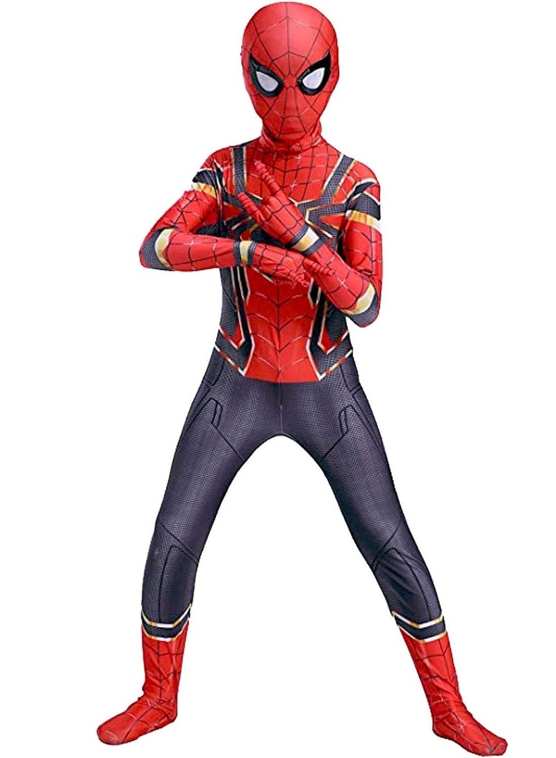 Spider-Man Costume Cosplay Set 3D Style Superhero Cosplay Full Body Bodysuit Spandex Jumpsuit Kids Spider-Man Dress Up (Children's Size: 110-120cm) - Image 2