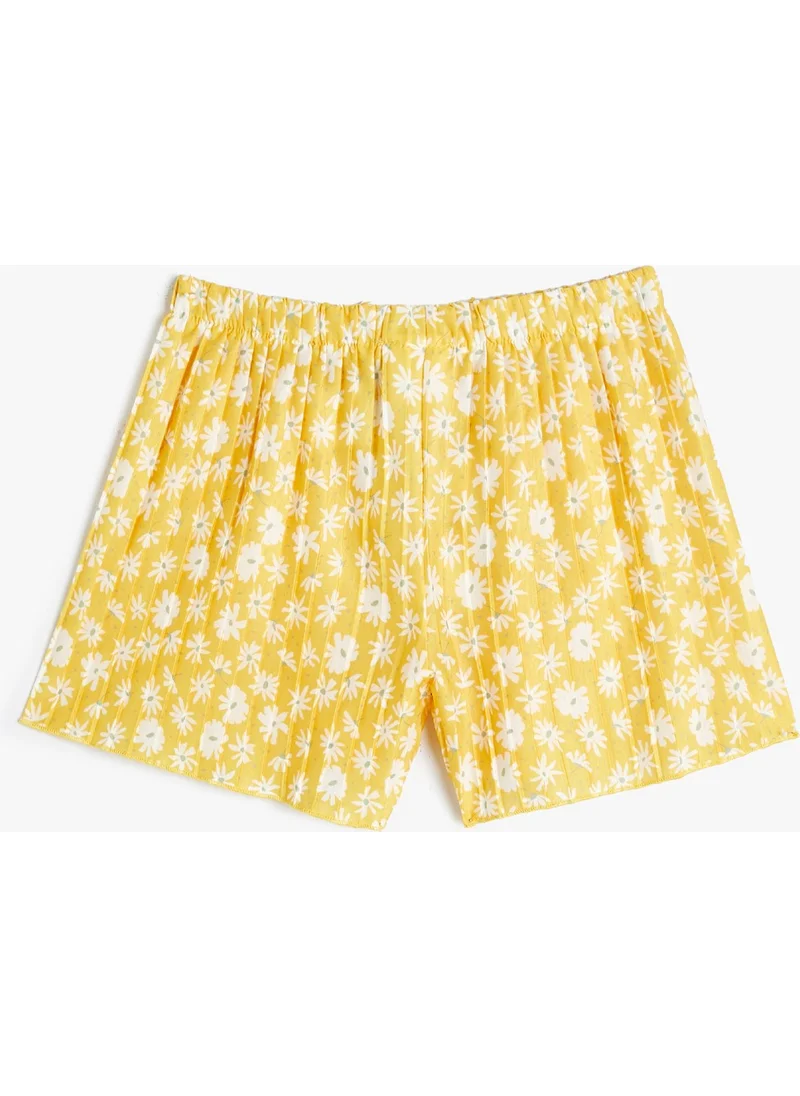 كوتون Normal Waist Relaxed Yellow Women's Shorts 4SKG40078AK