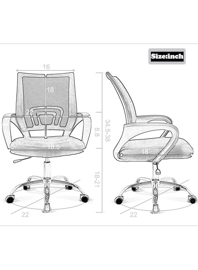 إيروريكس كرسي مكتب كرسي مكتب مريح كراسي مكتب منزلية كرسي كمبيوتر مع مساند ذراع مريحة كراسي مكتب شبكية بعجلات كرسي مكتب متوسط الظهر كرسي عمل مع دعم أسفل الظهر - Image 2