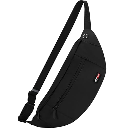 MAXTOP Super Large Black Fanny Pack Sling Bag for Men Women Crossbody Sling Chest Bag for Travel Cycling Hiking Climbing - Image 1