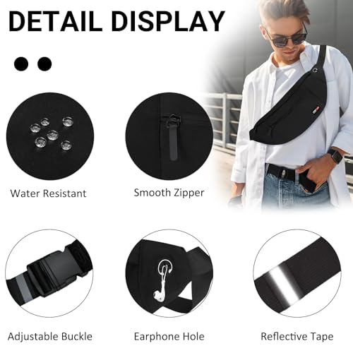 MAXTOP Super Large Black Fanny Pack Sling Bag for Men Women Crossbody Sling Chest Bag for Travel Cycling Hiking Climbing - Image 4