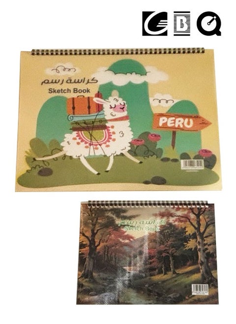 2PCS B4(35*25) B5(26*18)Sketchbook 15Sheets/Book A Total Of 30 Pages Spiral Bound Hardcover Art Book