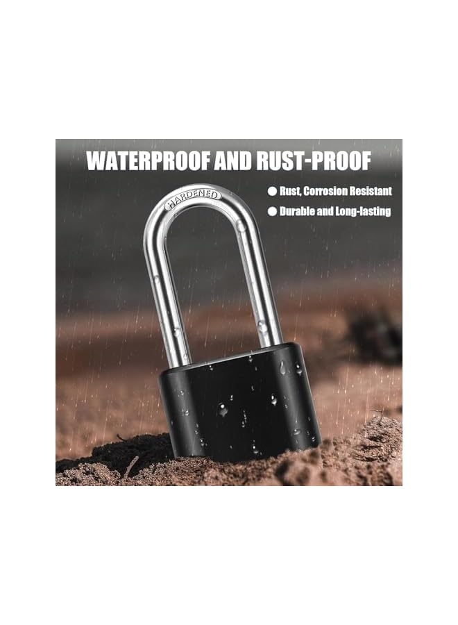PROMASS PROMASS 2.5in Long Shackle Combination Lock, High Security 4 Digit Combination Lock, Heavy Duty Weatherproof Padlock for Locker, Gym, Garden, Fences, Garage, Black  - Image 2