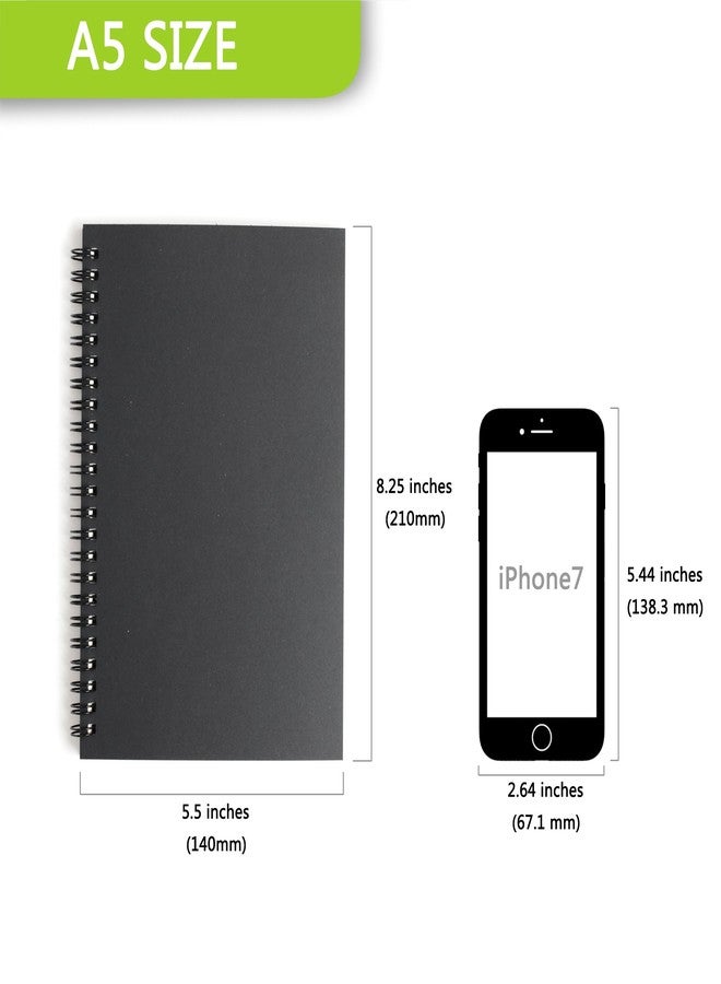 TWONE Set of 3 Soft Cover Spiral Sketch pad Notebooks - 8.25 inches x 5.5 inches - 100 Pages, 50 Sheets - Perfect for Travel - Image 2