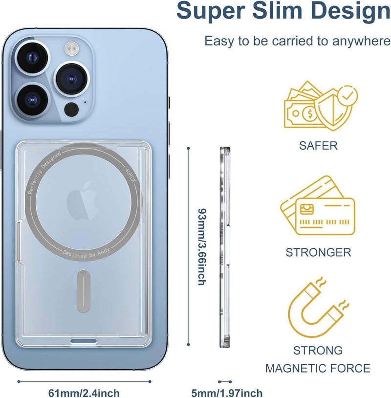 Excefore Magnetic Phone Wallet Compatible With Magsafe, Magnetic Card Holder For Back Of Phone, Strong Magnetic Minimalist Slim Wallet For Iphone 15/14/13/12 Series - Image 3