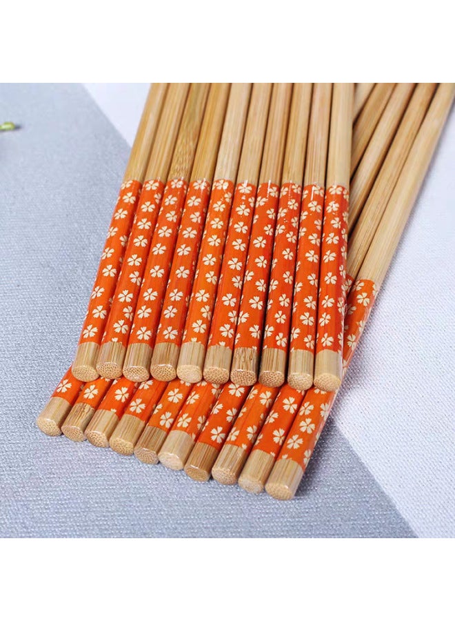 Japanese Cherry Blossom Bamboo Chopsticks Set Chopsticks For One Person And One Chopstick Household Chopsticks Manufacturer Carbonized Chopsticks-Color:Orange Floral-Specifications:5.3*6*22.5 Carbonized Belt Knotted Flower Process  - Image 1
