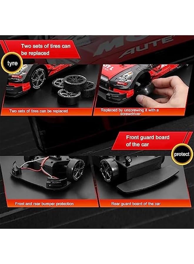 سيارة Drift RC، سيارة تحكم عن بعد مقياس 1:16، سيارة سباق RC عالية السرعة 4WD بسرعة 40 كم/سا، رياضة كهربائية Driftings بتردد 2.4GHz مع مصباح أمامي، إطارات للانجراف وإطارات للسباق للبالغين (صفراء) - Image 5