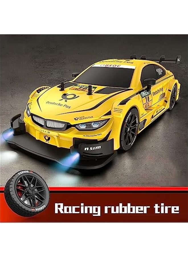 سيارة Drift RC، سيارة تحكم عن بعد مقياس 1:16، سيارة سباق RC عالية السرعة 4WD بسرعة 40 كم/سا، رياضة كهربائية Driftings بتردد 2.4GHz مع مصباح أمامي، إطارات للانجراف وإطارات للسباق للبالغين (صفراء) - Image 3