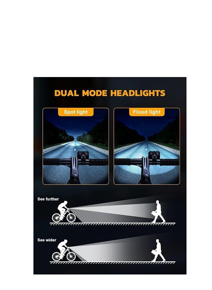 YUNSYE Bike Lights Set Ultra Bright,  Rechargeable Bicycle Light Set, IP65 Waterproof Bike Lights for Night Riding,  Bike Headlight and Tail Light Reflectors  - Image 3
