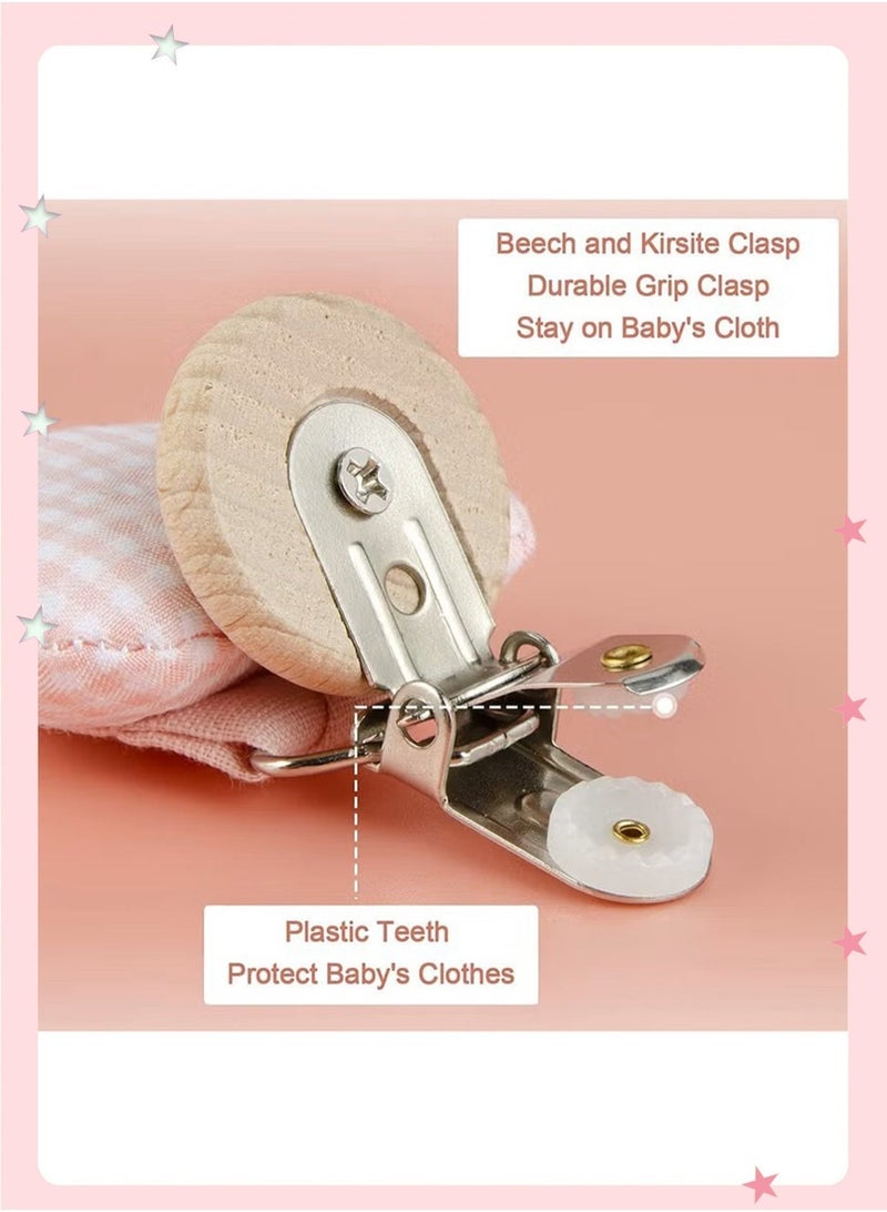 insular 4 Pack Pacifier Clips, Vintage Embroidery Flower Fabric Pacifier Holder, Anti-Drop Baby Dummy Chain with BPA-Free Clip, Machine Washable Teether Strap for Newborn, Stroller Travel Essential - Image 4