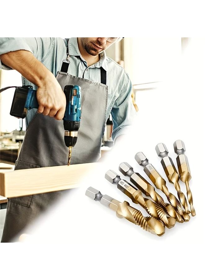 7pcs 2 In 1 Drill Bit And Tapping Drill Bit Kit With 1 8 To 3 8 Inch Fractions 1 4 Inch Hex Shank And Spiral Groove Tapping Tool And Extension Expanders - Image 4