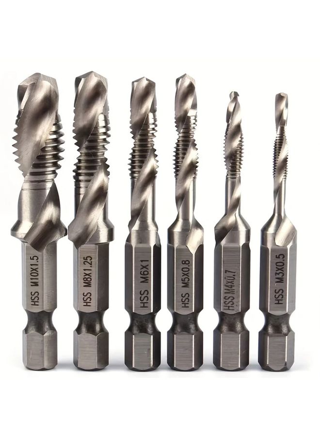 7pcs 2 In 1 Drill Bit And Tapping Drill Bit Kit With 1 8 To 3 8 Inch Fractions 1 4 Inch Hex Shank And Spiral Groove Tapping Tool And Extension Expanders - Image 2