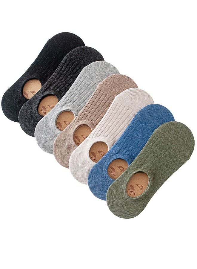 7-Pack Men's Cotton Ankle Socks Solid Color Casual Shallow Cut Socks No Show Socks - Image 2