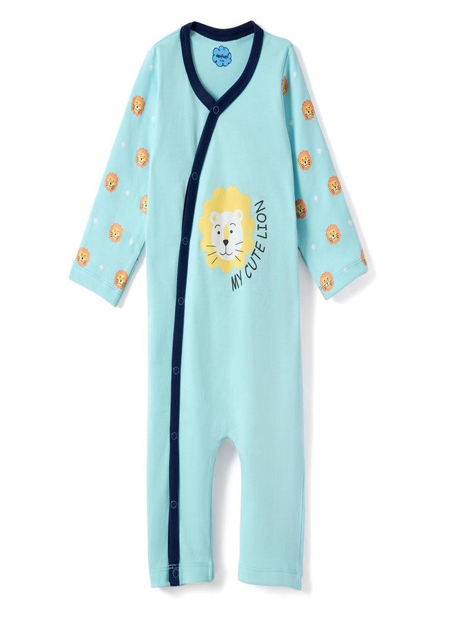 Nautinati Infant Pure Cotton Bodysuit |Age 0-2 Years Sky Blue/Navy - Image 1