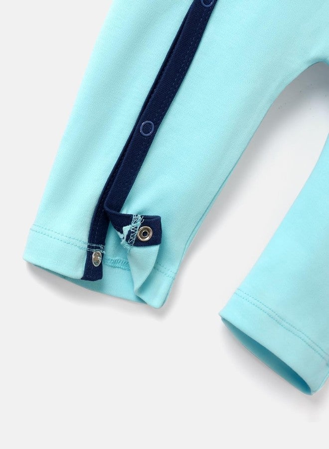 Nautinati Infant Pure Cotton Bodysuit |Age 0-2 Years Sky Blue/Navy - Image 3