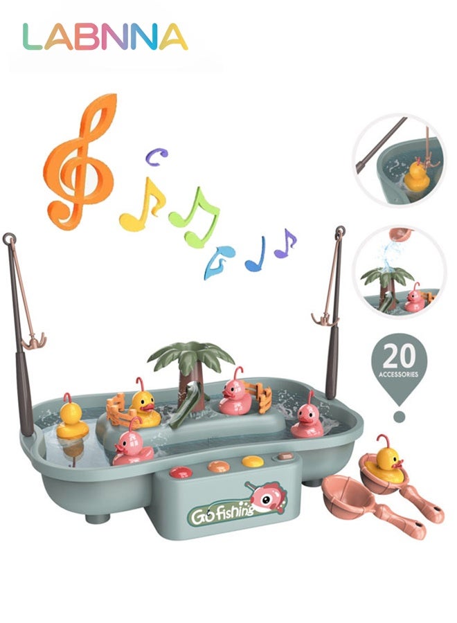 LABNNA Electric Rotating Fish Catching Game Toy with Music Story for Kids Toddlers,Water Circulating Game Board Play Set,Electronic Toy Fishing Set with 6 Music for Kids Toddlers - Image 1