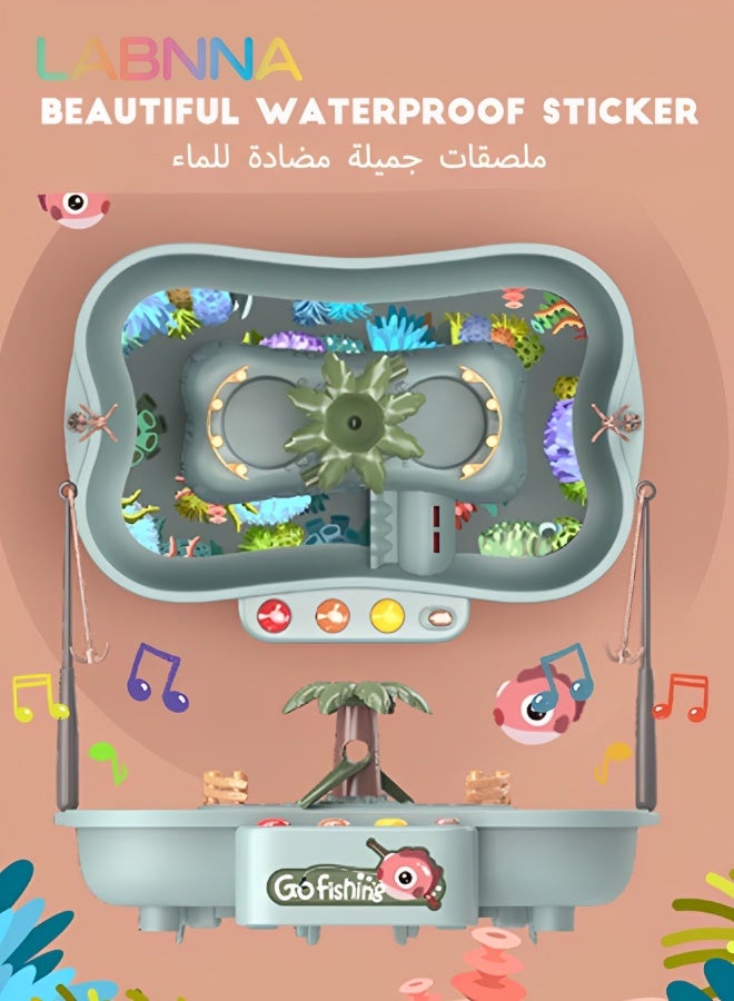 LABNNA Electric Rotating Fish Catching Game Toy with Music Story for Kids Toddlers,Water Circulating Game Board Play Set,Electronic Toy Fishing Set with 6 Music for Kids Toddlers - Image 2