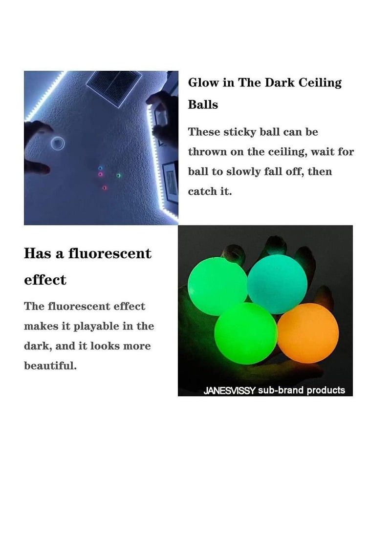 Generic - Luminous Sticky Balls, 4Pcs Stress Relief Glowing Balls, Ceiling Balls Glow in The Dark, Stress Balls for Kids and Adults, Sticky Balls, to The Wall and Roof, Party Favors, Party Supplies for Relax - Image 1