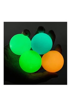 Luminous Sticky Balls, 4Pcs Stress Relief Glowing Balls, Ceiling Balls Glow in The Dark, Stress Balls for Kids and Adults, Sticky Balls, to The Wall and Roof, Party Favors, Party Supplies for Relax