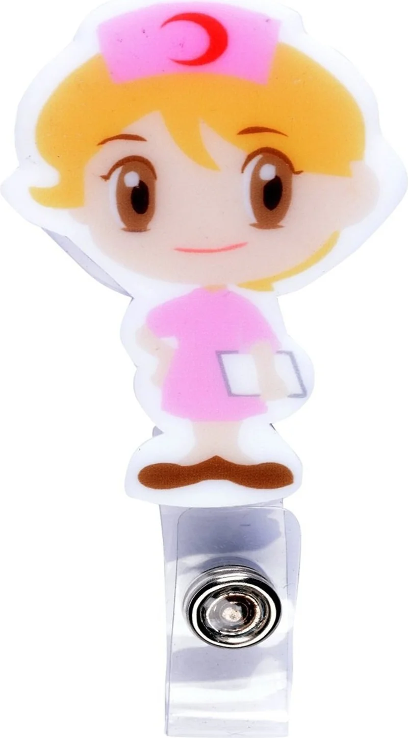 Nur Medikal Giyim Nur Medical Clothing Blonde Nurse Themed Yoyo Name Badge AKS SHM 021