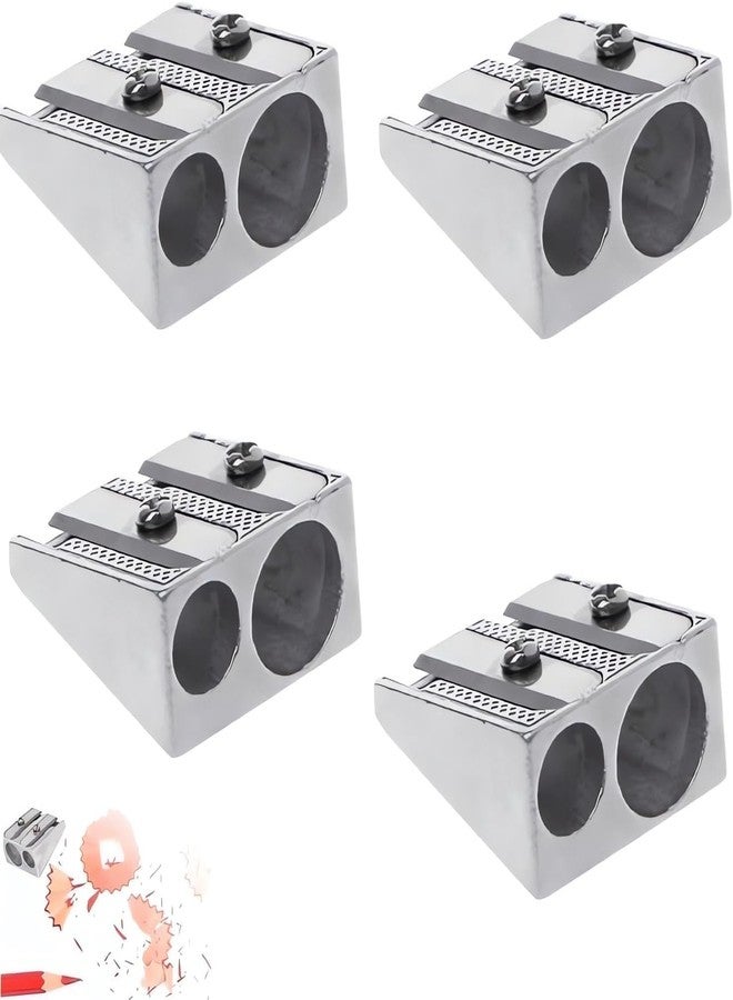 Zhuluck 4 Pcs Magnesium Pencil Sharpener, 2-Hole Pencil Sharpener, Mini Hand Held Sharpener, Metal Sharpener Magnesium, for Schools, Offices, Art Projects Writing Supplies - Image 1