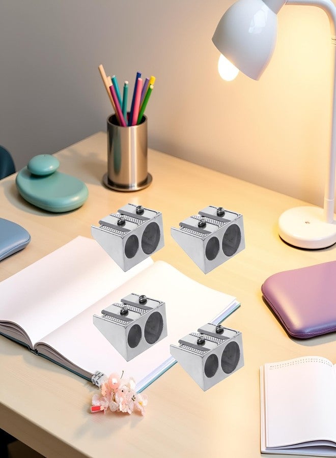 Zhuluck 4 Pcs Magnesium Pencil Sharpener, 2-Hole Pencil Sharpener, Mini Hand Held Sharpener, Metal Sharpener Magnesium, for Schools, Offices, Art Projects Writing Supplies - Image 3